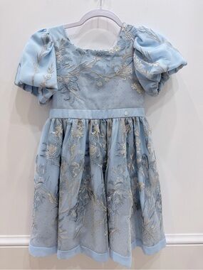 Patachou Blue & Embroidered Tulle & Chiffon Dress Size 8 - Luxury Dress